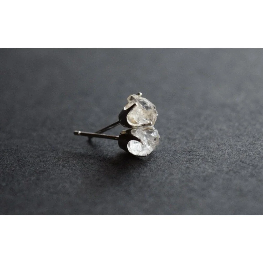 Raw Lake County Diamond Stud Earrings, Sterling Silver